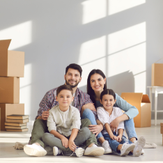 Family in new home